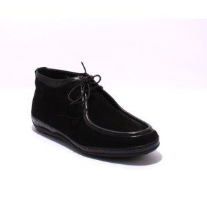 Ernesto Dolani 11984 Black Suede / Sheepskin Lace Ankle Moccasin Boot